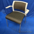 White/Black Pattern Steelcase Move Stacking Guest Chair w/ Arms