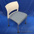 Blue/Black Pattern Rolling Steelcase Move Stacking Guest Chair