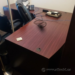 Mahogany L Suite Office Desk with Drawer Storage