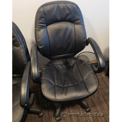 Black Leather Mid-back Adjustable Office Task Meeting Chair