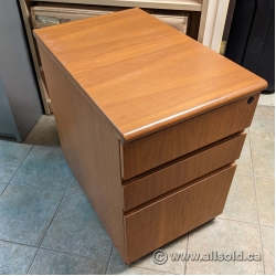 Peanut Rolling 3 Drawer Pedestal File Cabinet, Locking