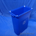 Thin Blue Recycling Bin w/ Open Top & Bag Hooks, 27" H