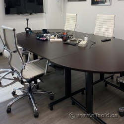 Espresso Modular Boardroom Conference Table w Black Legs