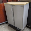 Teknion Grey 2 Door Storage Cabinet w/ Blonde Laminate Top