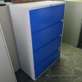 Global White/Blue 4 Drawer Lateral File Cabinet w/ Flip Drawers