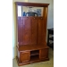 Brown Hall Tree Open Wardrobe Bench Cabinet w/ Mirror, Cupboard