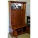 Brown Hall Tree Open Wardrobe Bench Cabinet w/ Mirror, Cupboard