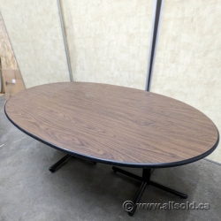 Walnut Oval Boardroom Table Surface w/ Black Trim 78 x 42