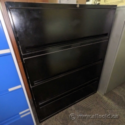 42" Black 4 Drawer Flip Front Lateral File Cabinet, Locking