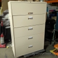 Beige 5 Drawer File Cabinet, Shop Grade