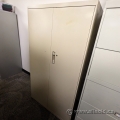 Beige 2 Door Storage Cabinet w/ Adjustable Shelves