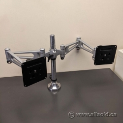 Dual Through-Mount Monitor Arm Stand w/ Swivel and Tilt Adjust