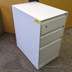 White Steelcase Rolling 3 Drawer Pedestal File Cabinet