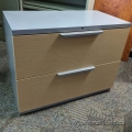 Blonde and Grey 2 Drawer Lateral File Cabinet, Locking