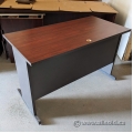 Mahogany and Grey Straight Desk Training Table