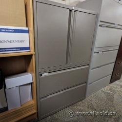 Pewter Teknion 2 Door, 2 Drawer Lateral File & Storage Cabinet