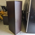 Espresso Narrow Profile Storage Cabinet with Shelves, Locking