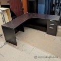 Espresso Office L-Suite Desk w/ Drawer Storage