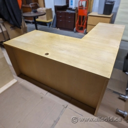 Blonde L Suite Office Desk w/ Drawers & Client Knee Space 66x78
