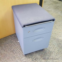 Grey Steelcase Rolling Storage Pedestal w/ Cushion Top