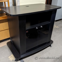 VFI Black Rolling Presentation Media Stand w/ Storage Cart