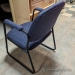 Dark Blue Fabric Sleigh Guest Chair w/ Padded Arms