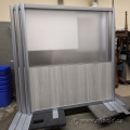 Free Standing Glass and Grey Walnut Divider Panel Wall Partition