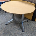 Maple Simo Oval Round Rolling Meeting Table 42x36