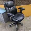 Black Leather Office Task Meeting Chair w/ White Threading