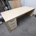 Blonde Bow Front Office Straight Desk w/ Drawer Storage