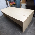 Blonde Bow Front Office Straight Desk w/ Drawer Storage