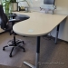 White Powered L Suite Sit Stand Desk w/ Left Hand Runoff