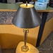 Black Post Desk Lamp w/ Brown Patterned Shade 36" Tall