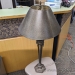 Black Post Desk Lamp w/ Brown Patterned Shade 36" Tall