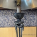 Black Post Desk Lamp w/ Brown Patterned Shade 36" Tall