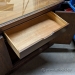 Vintage Glass Top Rolling Media Cabinet