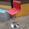 Red Height Adjustable Stool w/ Chrome Base, Foot Rest
