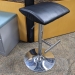 Black Height Adjustable Stool w/ Chrome Base, Foot Rest