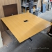 Simo 60 x 60 Blonde Oak Square Boardroom Table w/ Grommet Hole