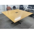 Simo 60 x 60 Blonde Oak Square Boardroom Table w/ Grommet Hole