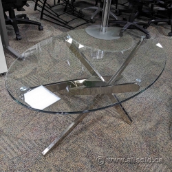 Glass Coffee Table with Cross Post Chrome Legs