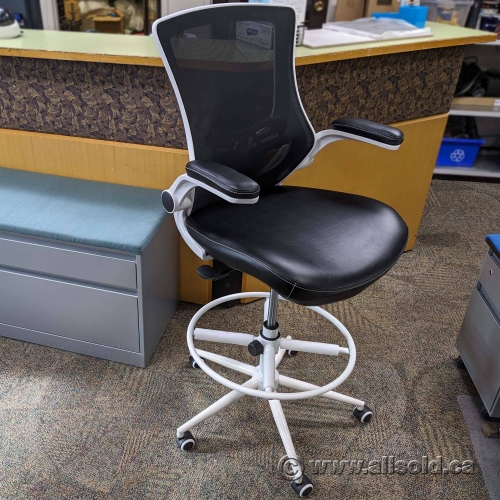 Misolant White Office Drafting Chair w Black Seat MI300 Allsold