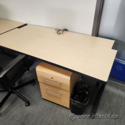 Blonde Height Adjustable 36x30 Modular Table Desk w/ Crank