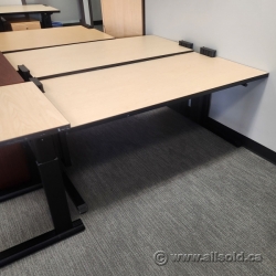 Blonde Height Adjustable 48x30 Modular Table Desk w/ Crank