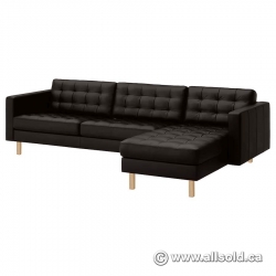 Ikea Morabo Dark Grey Chaise Sectional Sofa Couch with Wood Legs
