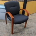 Black Office Side Guest Chair w/ Wood Tone Frame