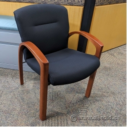 Black Office Side Guest Chair w/ Wood Tone Frame