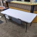 White 6 ft Plastic Mobile Folding Table w/ Carrying Handle