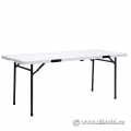 White 6 ft Plastic Mobile Folding Table w/ Carrying Handle