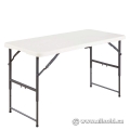 White 4 ft Plastic Mobile Folding Table w/ Carrying Handle